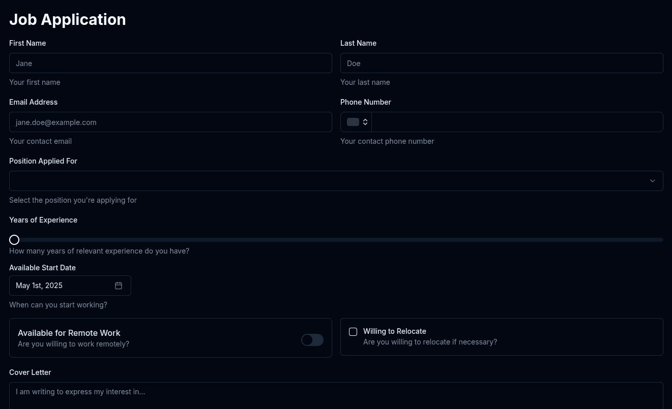 Job Application Form